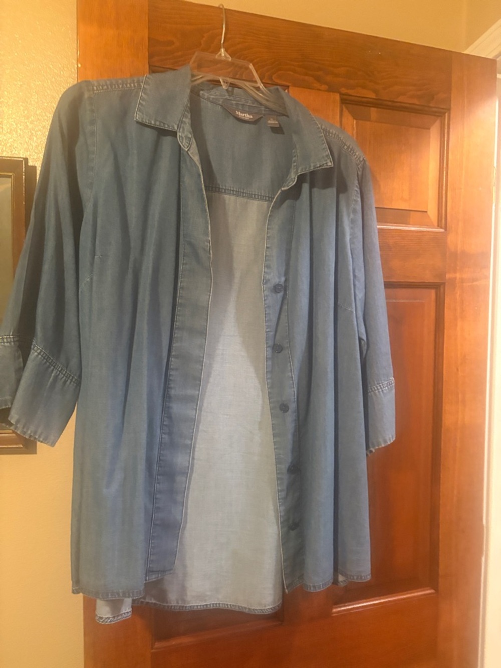 Martha Stewart Light Blue Chambray Button-Up Blouse
